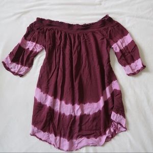 Off the Shoulder Maroon Flowy Dress